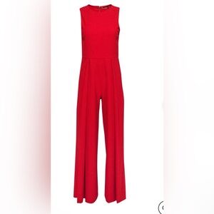 Alice & Olivia - Red Sleeveless Wide Leg Pleated Jumpsuit